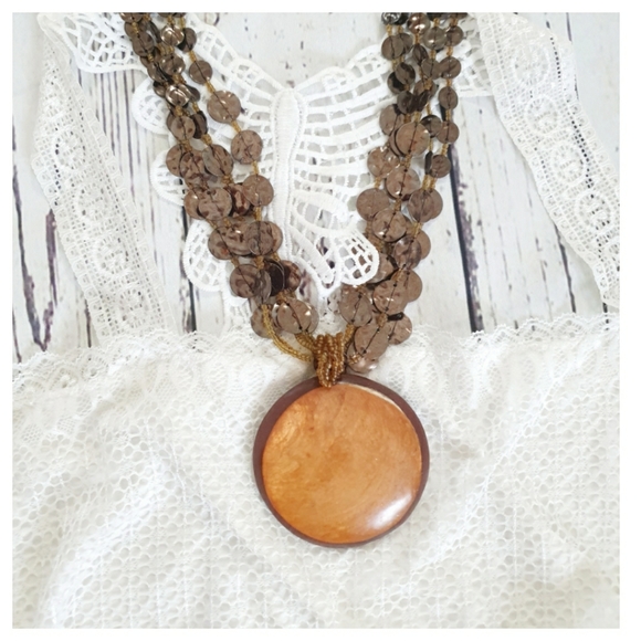 Boho Round Medallion Multistrand Necklace - Picture 4 of 12